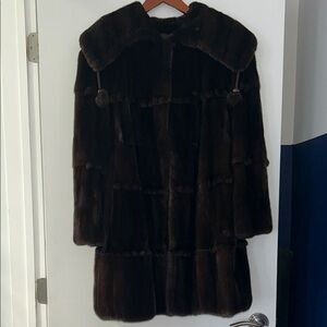 Elegant Dark Brown vintage fur coat